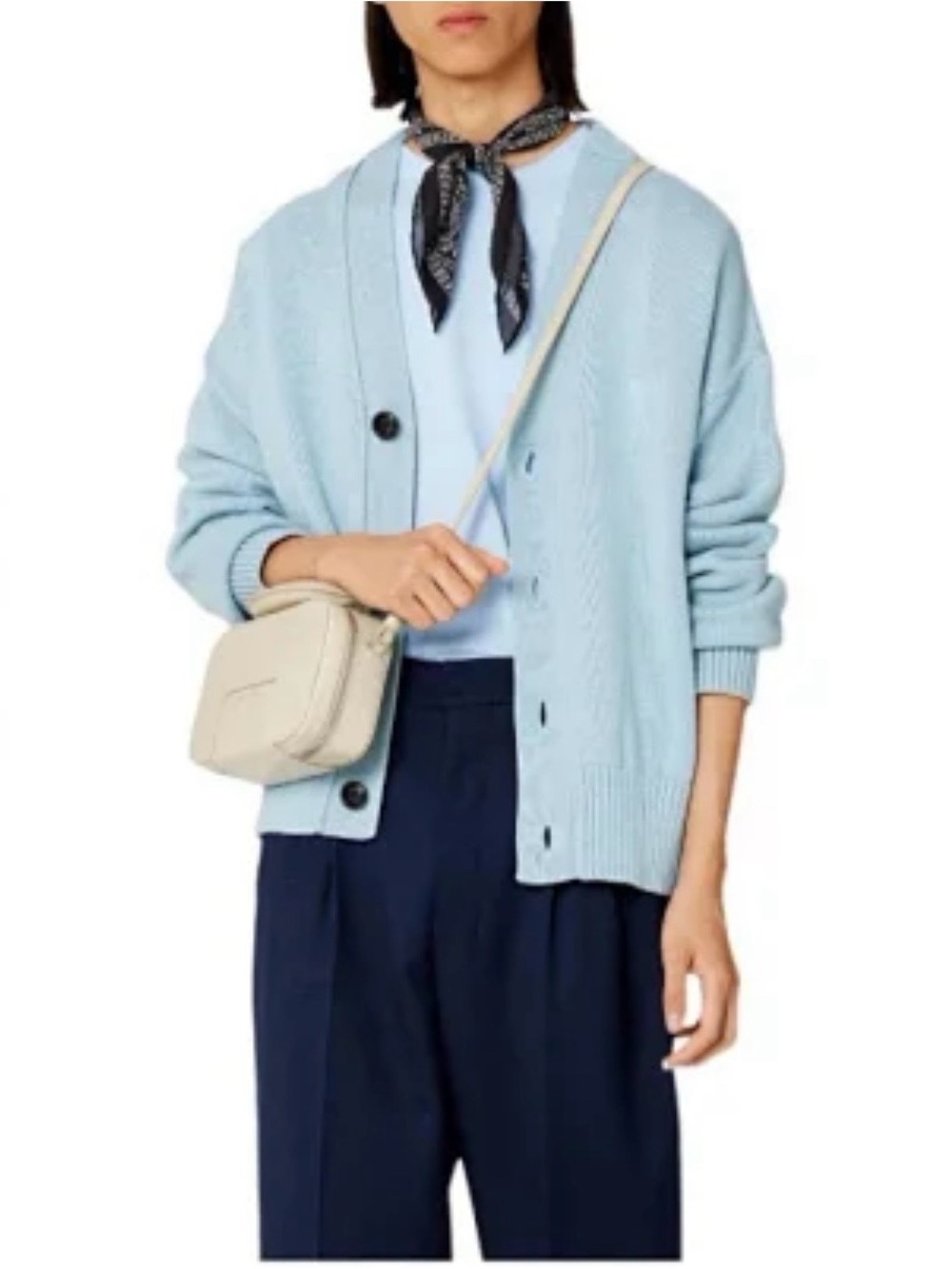 Ami Light Blue Button-Front Womens Cardigan Size M